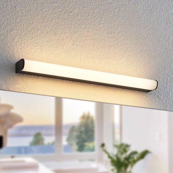 Lindby Ulisan LED koupelnové světlo kulaté, 58,8cm, Černá, Koupelna, Hliník, Moderní