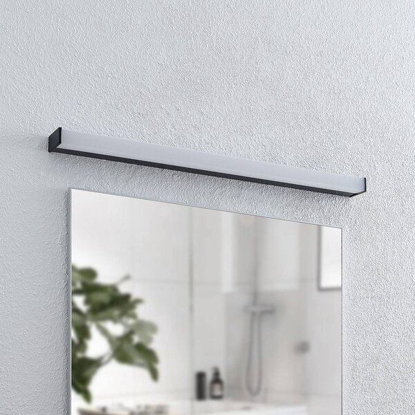 Lindby Koupelnové nástěnné svítidlo LED Ulisan, 89 cm, černé, hranaté, Černá, Koupelna, Hliník, Moderní