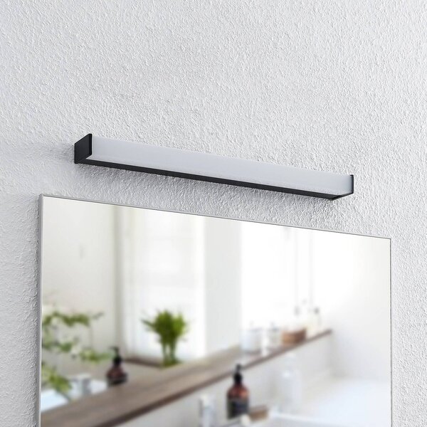 Lindby Ulisan LED koupelnové světlo hranaté 58,8cm, Černá, Koupelna, Hliník, Moderní