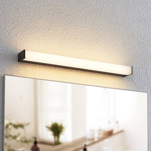 Lindby Ulisan LED koupelnové světlo hranaté 58,8cm, Černá, Koupelna, Hliník, Moderní
