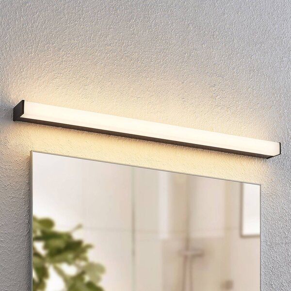 Lindby Koupelnové nástěnné svítidlo LED Ulisan, 89 cm, černé, hranaté, Černá, Koupelna, Hliník, Moderní