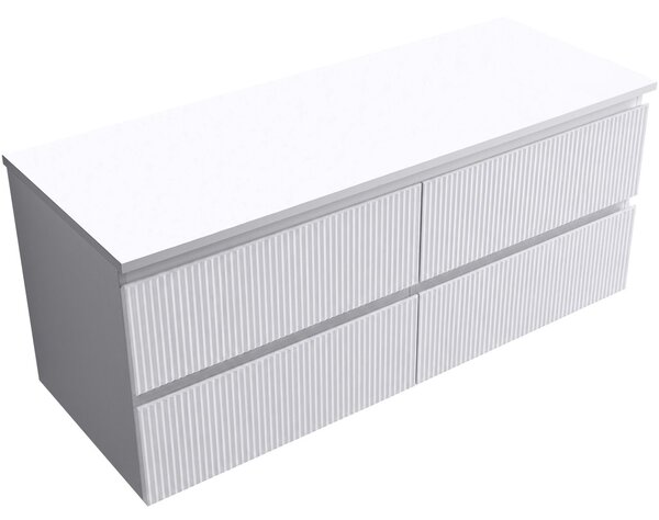 Koupelnová skříňka Carole + deska pod umyvadlo Navira Slim - 18 mm - bílá matná rýhovaná - 120x49,8x46 cm