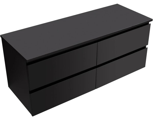 Koupelnová skříňka Carole + deska pod umyvadlo Navira Slim - 18 mm - černá matná - 120x49,8x46 cm