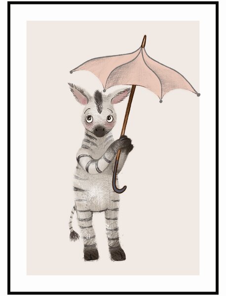 Plakát Zebra s deštníkem Rozměr plakátu: 40 x 50 cm