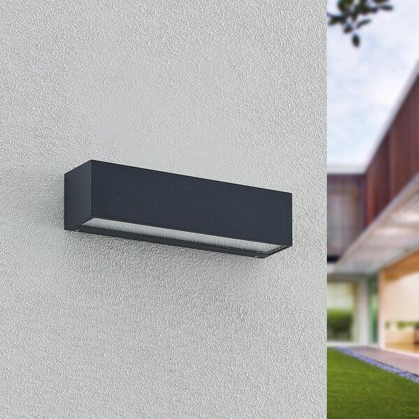 Arcchio LED nástěnné světlo Lengo, 25 cm, 2 svítidla, antracitová,, Černá, Hliník, Moderní