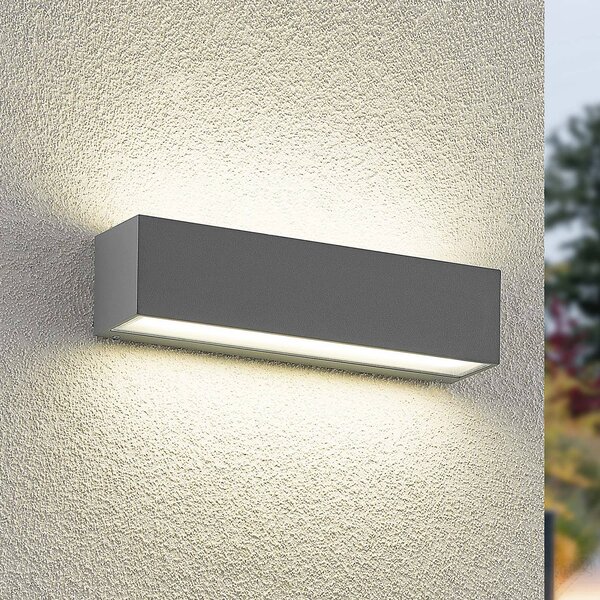 Arcchio LED venkovní nástěnné svítidlo Lengo, 25 cm, 2 svítidla, šedá,, Hliník / šedá / zinek, Hliník, Moderní