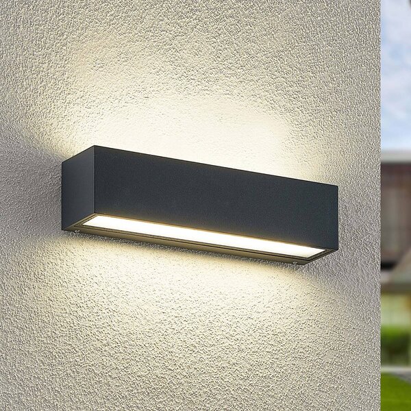 Arcchio LED nástěnné světlo Lengo, 25 cm, 2 svítidla, antracitová,, Černá, Hliník, Moderní