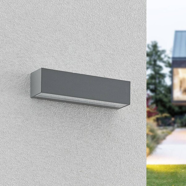 Arcchio LED venkovní nástěnné svítidlo Lengo, 25 cm, 2 svítidla, šedá,, Hliník / šedá / zinek, Hliník, Moderní