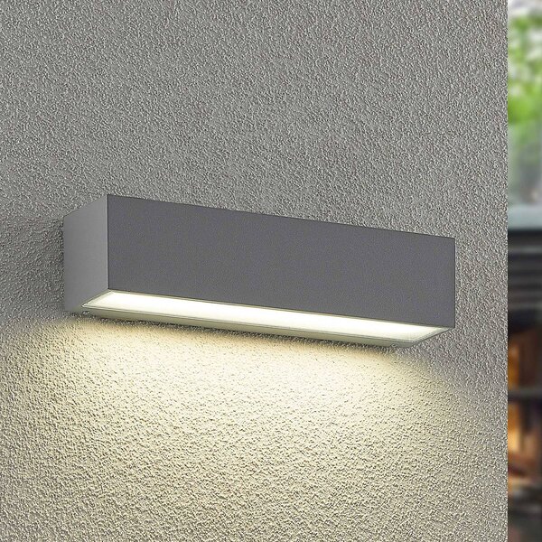 Arcchio LED venkovní nástěnné svítidlo Lengo, 25 cm, 1 svítidlo, šedá,, Hliník / šedá / zinek, Hliník, Moderní