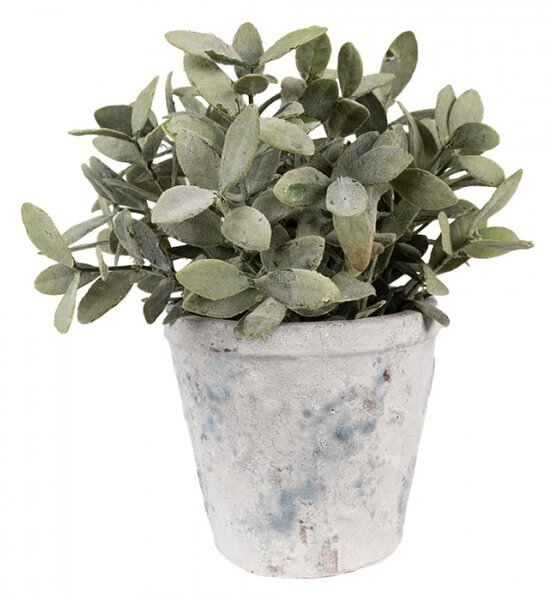 Modro-bílý kameninový obal na květináč s patinou Jurrien Licht M – 12x11 cm