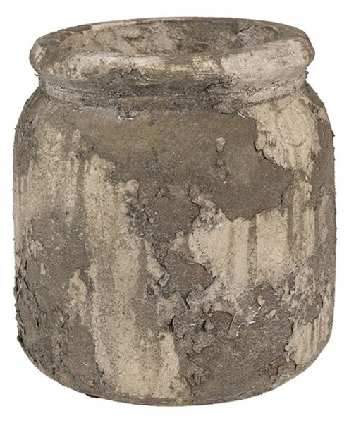 Šedo-béžový kameninový obal na květináč s patinou Jurrien Steen I M – 14x13 cm