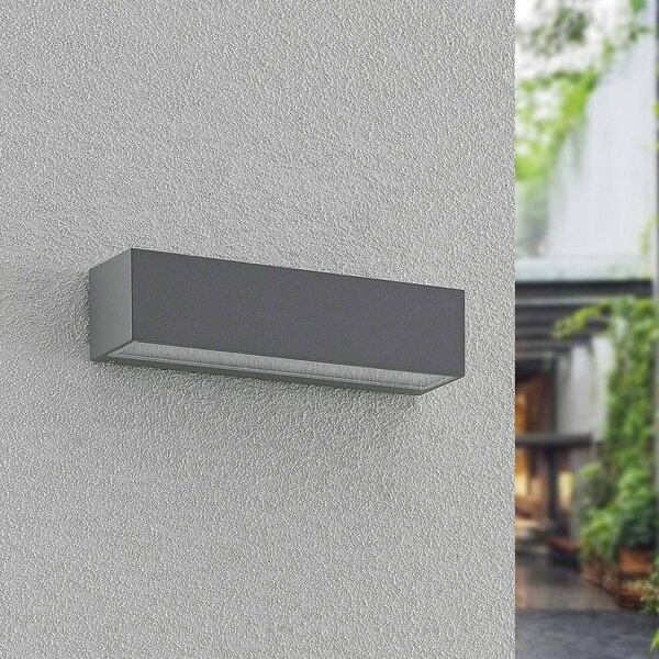 Arcchio LED venkovní nástěnné svítidlo Lengo, 25 cm, 1 svítidlo, šedá,, Hliník / šedá / zinek, Hliník, Moderní