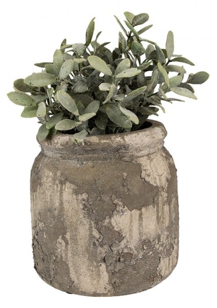 Šedo-béžový kameninový obal na květináč s patinou Jurrien Steen I M – 14x13 cm