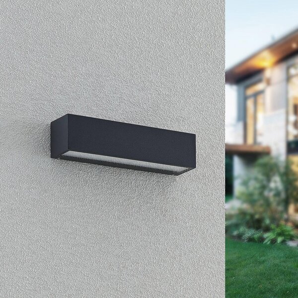 Arcchio LED nástěnné světlo Lengo, 25 cm, 1 svítidlo, antracit,, Černá, Hliník, Moderní