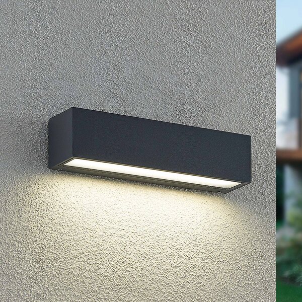 Arcchio LED nástěnné světlo Lengo, 25 cm, 1 svítidlo, antracit,, Černá, Hliník, Moderní