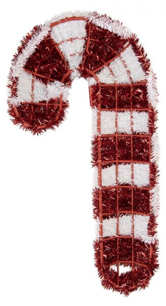 Červená plastová vánoční dekorace cukrová hůl – 32x5x62 cm