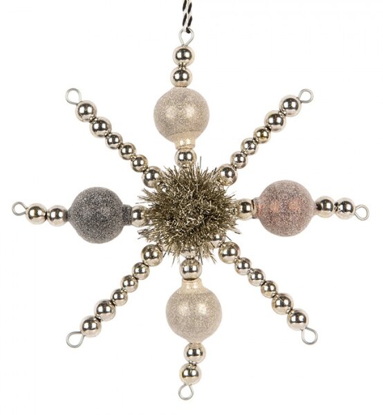 Skleněná vánoční ozdoba stříbrná – 16x3x16 cm_1