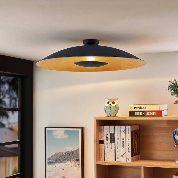 Lindby Stropní svítidlo Narisara, Ø 80 cm, E27, černo-zlaté, stmívatelný, Černá, Obývací pokoj / jídelna, kov, Moderní