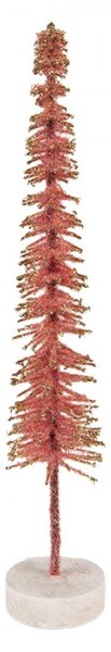 Růžová dřevěná vánoční dekorace stromeček – 5x25 cm