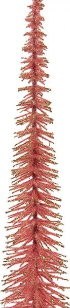 Růžová dřevěná vánoční dekorace stromeček – 8x40 cm