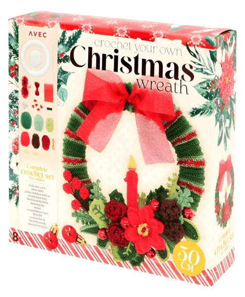 Kreativní sada CHRISTMAS WREATH pro háčkování vánočního věnce