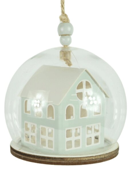 Vánoční ozdoba TINNY HOUSE 8 cm, světle zelná