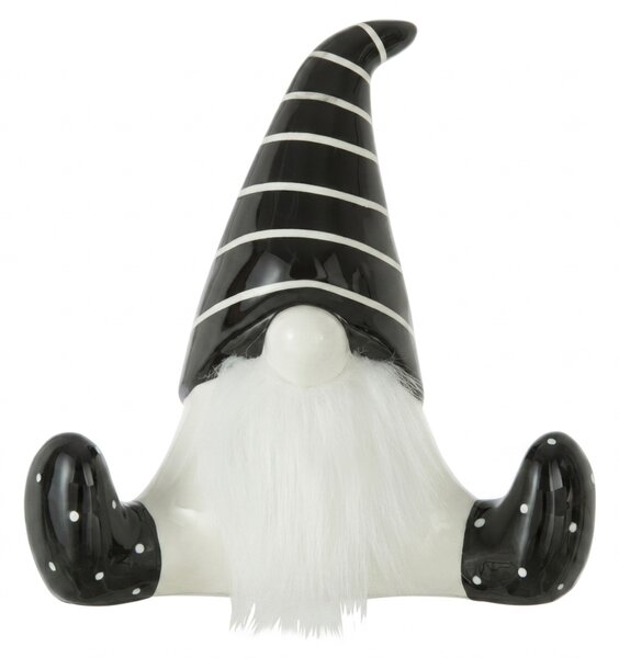 Vánoční skřítek SITTING GNOME 19 cm, černo-bílý