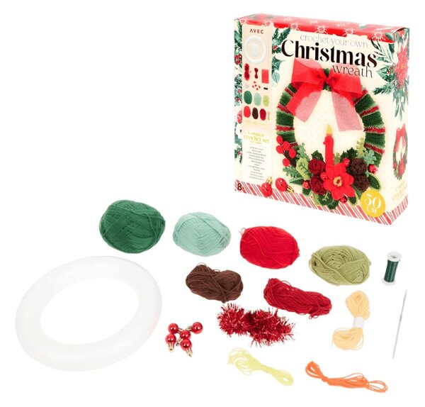 Kreativní sada CHRISTMAS WREATH pro háčkování vánočního věnce