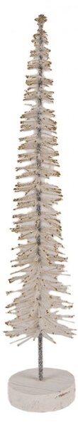 Béžová dřevěná vánoční dekorace stromeček – 6x30 cm