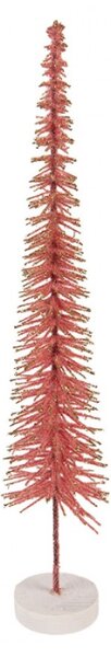 Růžová dřevěná vánoční dekorace stromeček – 8x40 cm