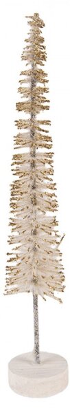 Béžová dřevěná vánoční dekorace stromeček – 5x25 cm