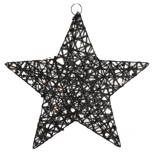 Vánoční dekorace hvězda STARIELLE s LED osvětlením 40 cm, černá