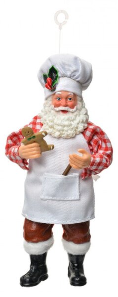 Bílá textilní vánoční ozdoba Santa Claus – 17 cm_1
