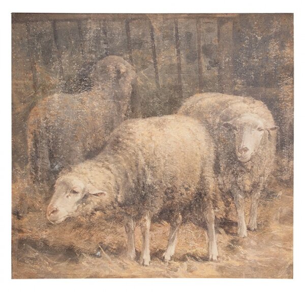 Hnědý obraz na plátně ovečka – 50x3x50 cm