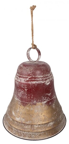 Červená kovová vánoční dekorace zvon – 52x56 cm