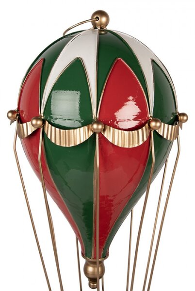 Červená kovová vánoční dekorace horkovzdušný balón – 28x66 cm