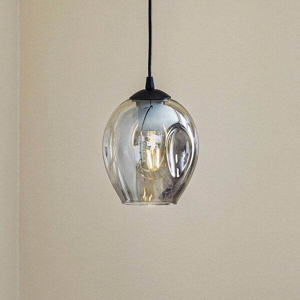 EMIBIG LIGHTING Závěsné světlo Starla, sklo grafitové, 1 žárovka kulaté, stmívatelný, Černá, Obývací pokoj / jídelna, Sklo, Moderní