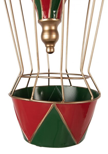 Červená kovová vánoční dekorace horkovzdušný balón – 28x66 cm