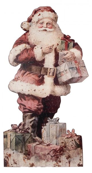 Červená kovová dekorativní figurka Santa Claus – 50x2x96 cm
