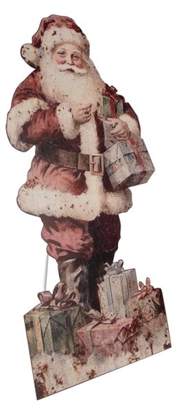 Červená kovová dekorativní figurka Santa Claus – 50x2x96 cm