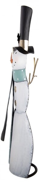 Bílá kovová vánoční dekorace sněhulák – 36x13x69 cm
