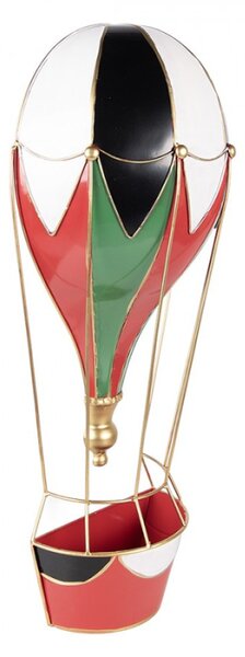 Červená kovová vánoční dekorace horkovzdušný balón – 26x14x62 cm