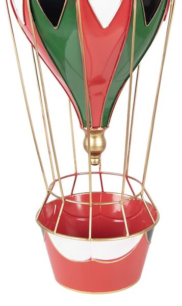 Červená kovová vánoční dekorace horkovzdušný balón – 26x62 cm