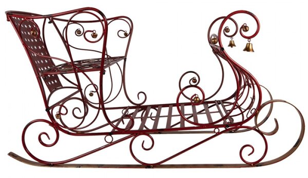 Velké červené kovové vánoční sáně – 107x56x56 cm