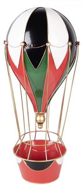 Červená kovová vánoční dekorace horkovzdušný balón – 26x62 cm