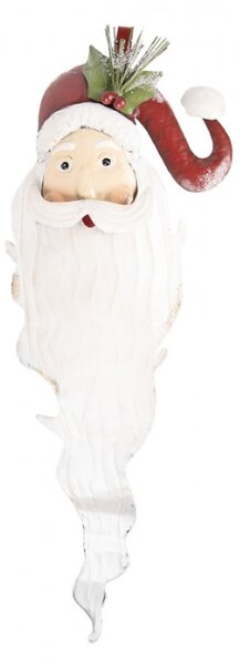 Bílo-červená kovová nástěnná dekorace Santa Claus – 30x10x79 cm