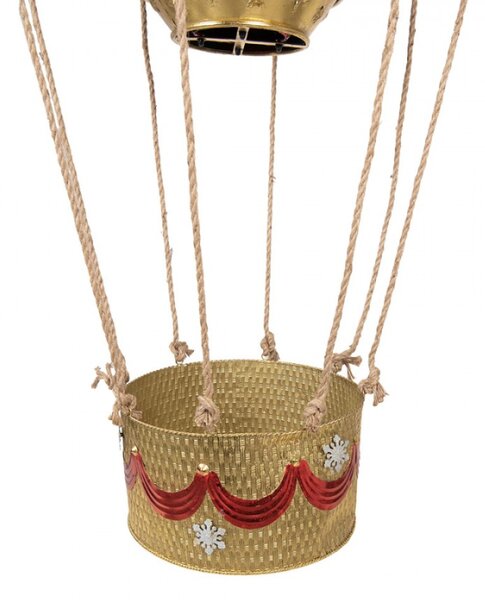 Červená kovová vánoční dekorace horkovzdušný balón – 97x160 cm