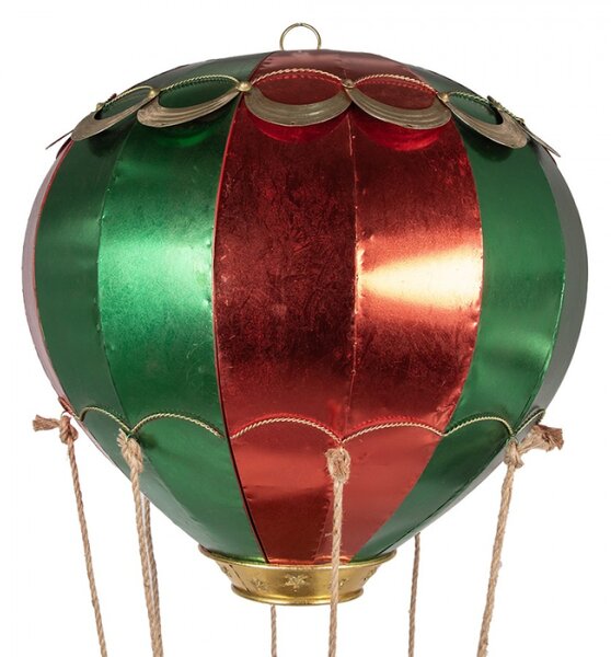 Červená kovová vánoční dekorace horkovzdušný balón – 97x160 cm