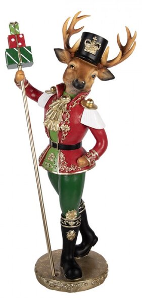 Hnědá plastová vánoční dekorace jelen – 29x19x61 cm