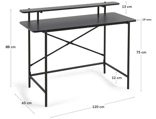 Černý pracovní stůl Kave Home Galatia 120 x 65 cm
